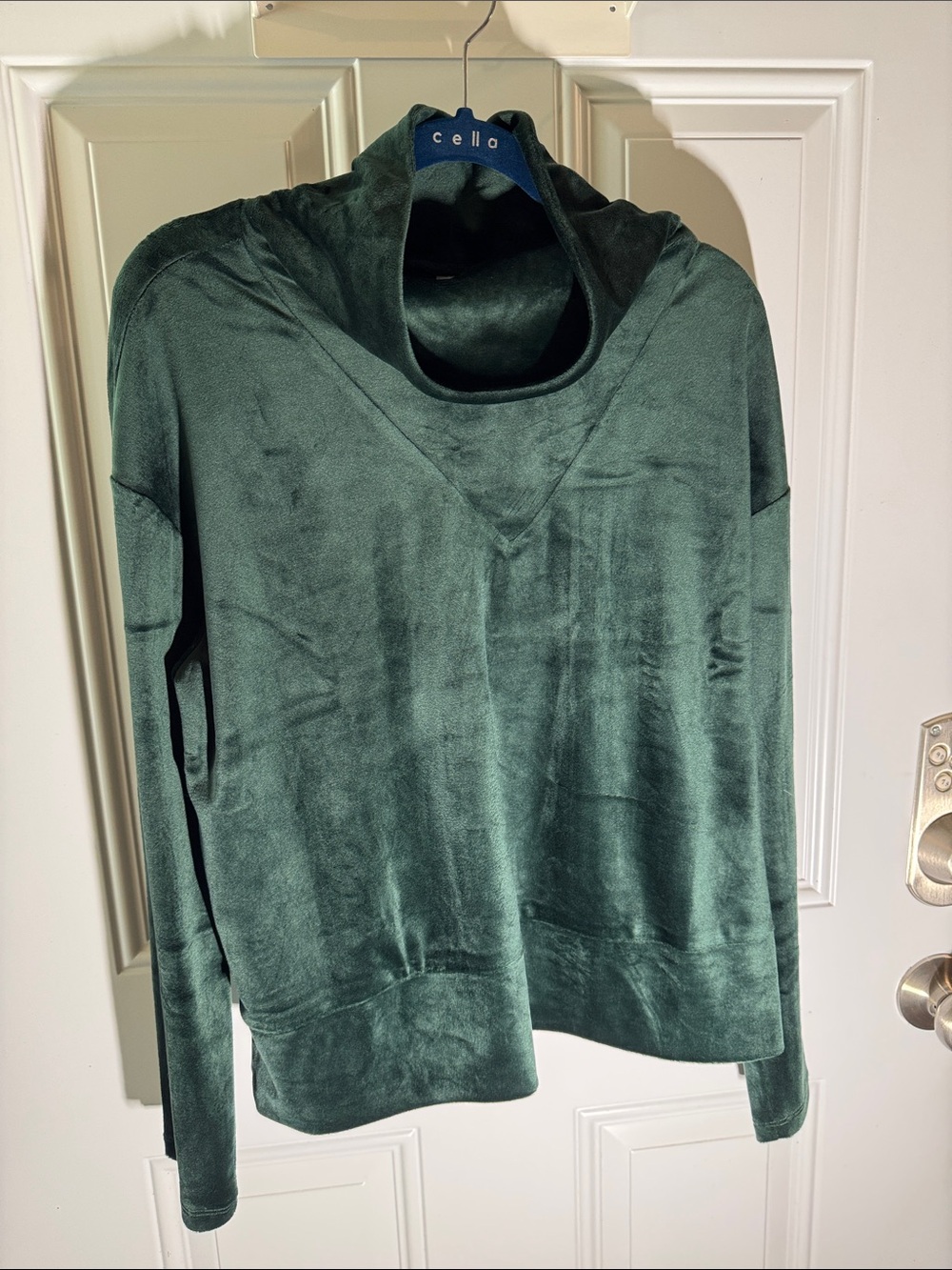 RBX Forest Green Velvet Cowl Neck Sweater